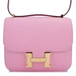 HERMèS Constance Mini 19 shoulder bag in Mauve Sylvestre Epsom leather with Rose Gold hardware