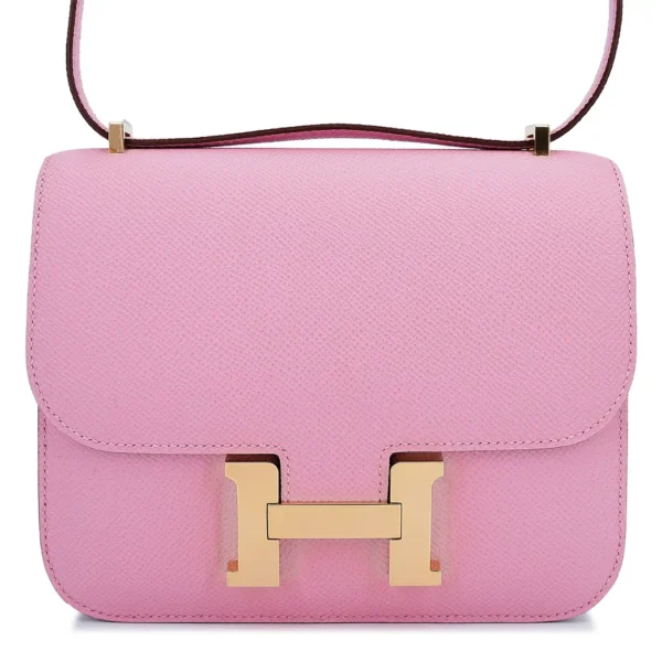 HERMèS Constance Mini 19 shoulder bag in Mauve Sylvestre Epsom leather with Rose Gold hardware