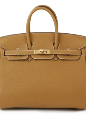 HERMèS Birkin 25 handbag in Natural Sable Togo leather with Gold hardware
