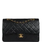 Vintage Chanel Medium Classic Double Flap Bag Black Lambskin Gold Hardware