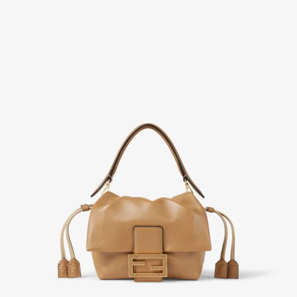 Mamma Baguette Small Blue denim-effect FF jacquard mini-bag