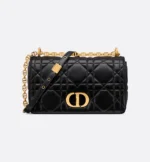 Medium Soft Dior Caro Bag Black Macrocannage Lambskin