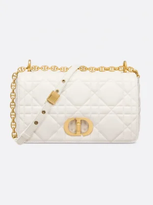 Medium Soft Dior Caro Bag Latte Macrocannage Lambskin