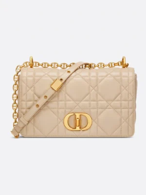 Medium Soft Dior Caro Bag Powder Beige Macrocannage Lambskin