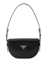 Prada Arquè Leather Shoulder Bag with Flap black