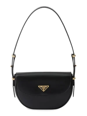 Prada Arquè Leather Shoulder Bag with Flap black