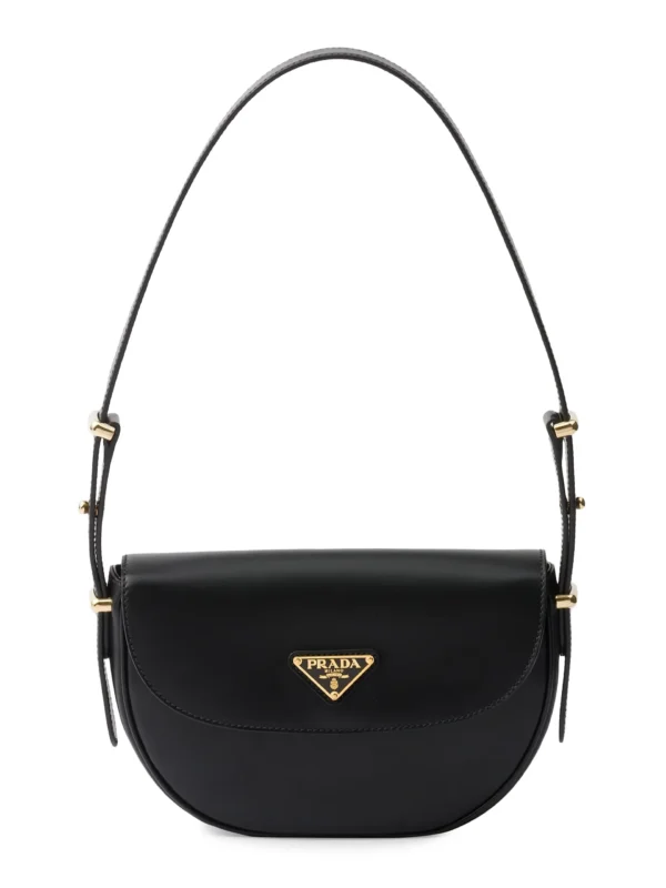 Prada Arquè Leather Shoulder Bag with Flap black