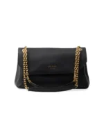 Prada Medium Leather Shoulder Bag Black