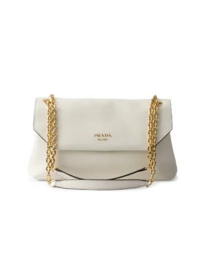 Prada Medium Leather Shoulder Bag White