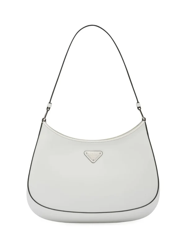 Prada Cleo Brushed Leather Shoulder Bag White