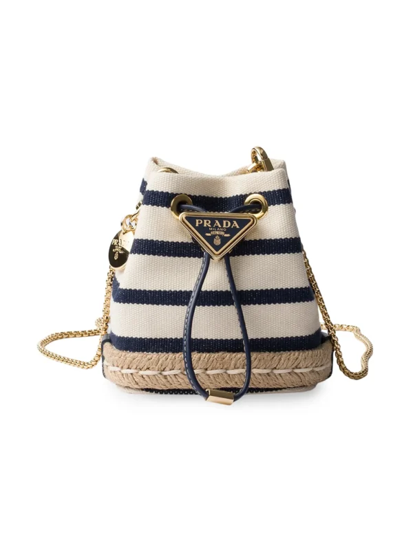 Prada Striped Fabric Mini-Pouch Bucket Bag