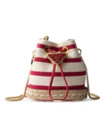 Prada Beige Striped Fabric Mini Bucket Bag