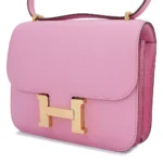 HERMèS Constance Mini 19 shoulder bag in Mauve Sylvestre Epsom leather with Rose Gold hardware