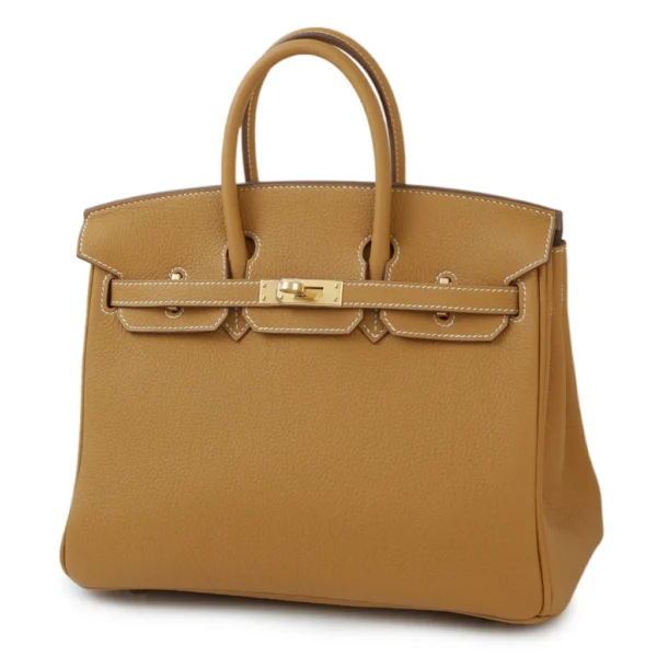 HERMèS Birkin 25 handbag in Natural Sable Togo leather with Gold hardware