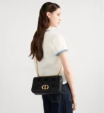 Medium Soft Dior Caro Bag Black Macrocannage Lambskin