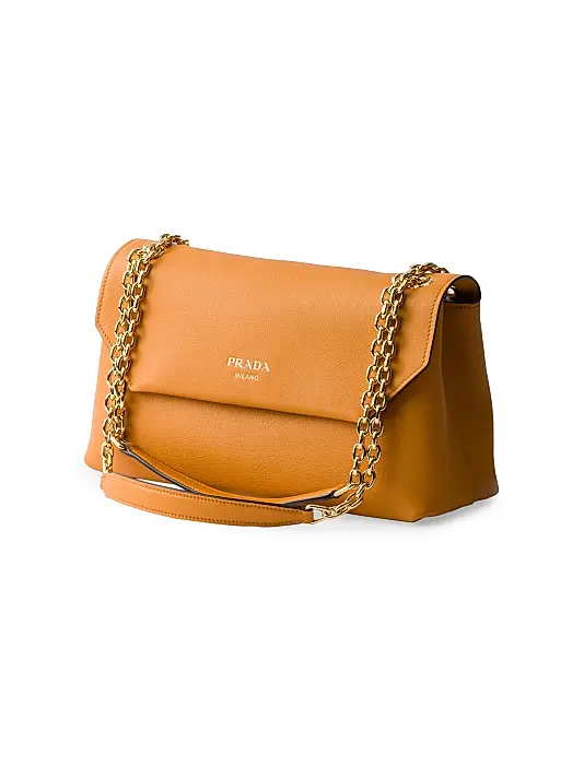 Prada Medium Leather Shoulder Bag Orange