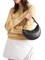 Prada Arquè Leather Mini Shoulder Bag Black