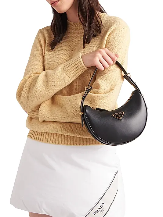 Prada Arquè Leather Mini Shoulder Bag Black