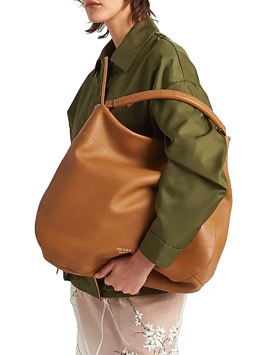 Prada Large Brown Leather Shoulder Bag