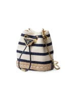 Prada Striped Fabric Mini-Pouch Bucket Bag