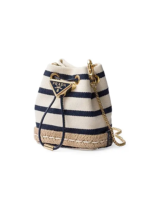 Prada Striped Fabric Mini-Pouch Bucket Bag