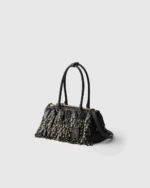 Prada Galleria medium nappa leather bag with fringe and studs Black