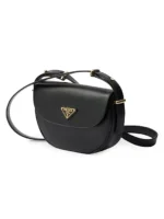Prada Arquè Leather Shoulder Bag with Flap black