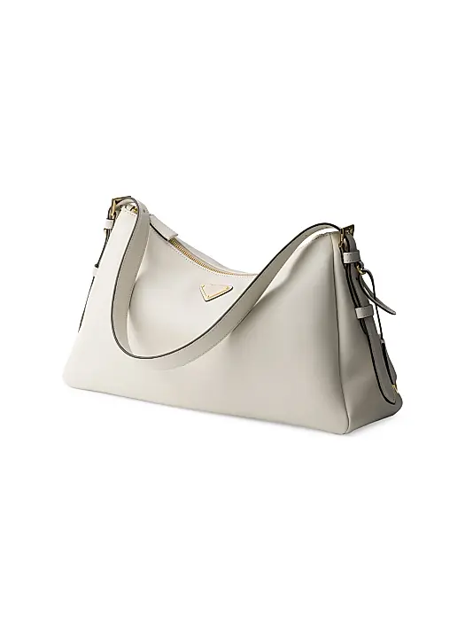 Prada Aimèe Large Leather Shoulder Bag White