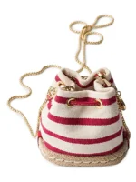 Prada Beige Striped Fabric Mini Bucket Bag