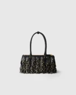 Prada Galleria medium nappa leather bag with fringe and studs Black