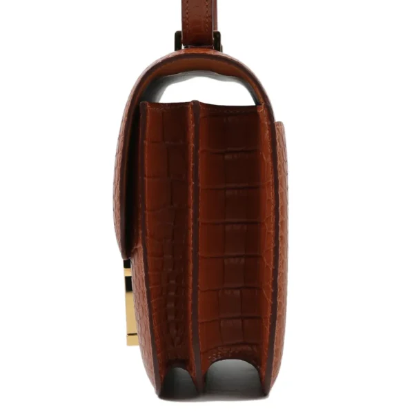 HERMèS Matte Alligator Constance Mini 19 shoulder bag in Gold with Gold hardware