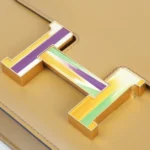 HERMèS Constance 24 Marqueterie de Paille Natural (27) Poussiere (1C) Tadelakt Gold hardware W