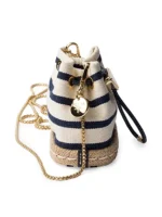 Prada Striped Fabric Mini-Pouch Bucket Bag