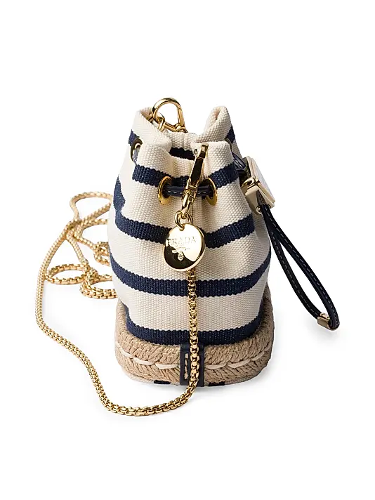 Prada Striped Fabric Mini-Pouch Bucket Bag