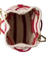 Prada Beige Striped Fabric Mini Bucket Bag