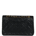 Vintage Chanel Medium Classic Double Flap Bag Black Lambskin Gold Hardware