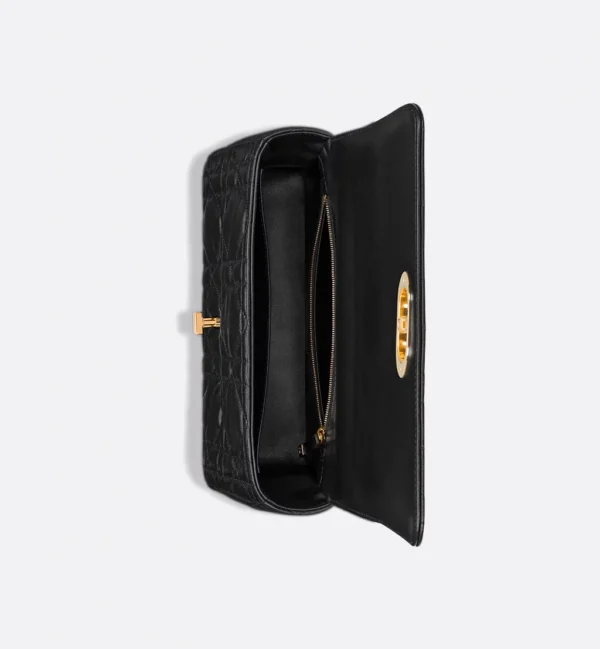 Medium Soft Dior Caro Bag Black Macrocannage Lambskin