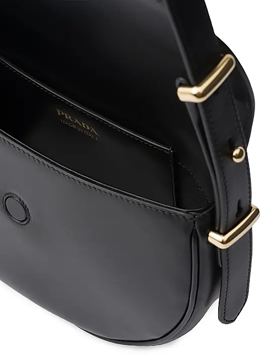Prada Arquè Leather Shoulder Bag with Flap black