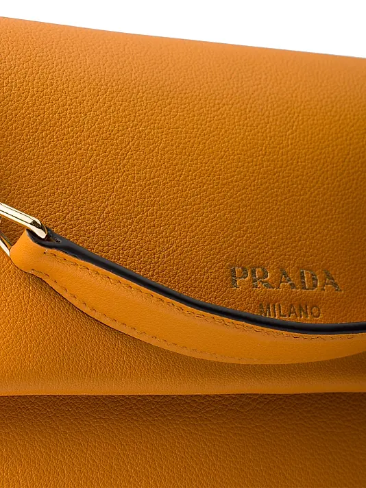 Prada Medium Leather Shoulder Bag Orange