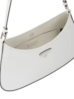 Prada Cleo Brushed Leather Shoulder Bag White