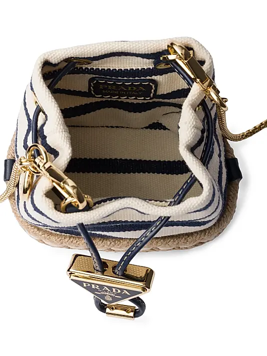 Prada Striped Fabric Mini-Pouch Bucket Bag