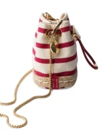 Prada Beige Striped Fabric Mini Bucket Bag