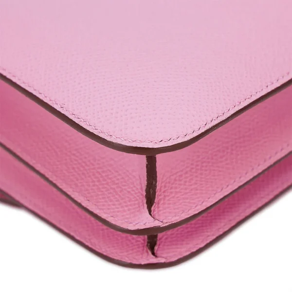 HERMèS Constance Mini 19 shoulder bag in Mauve Sylvestre Epsom leather with Rose Gold hardware