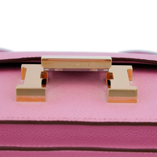 HERMèS Constance Mini 19 shoulder bag in Mauve Sylvestre Epsom leather with Rose Gold hardware