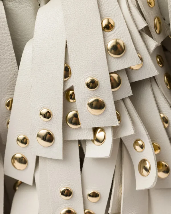 Prada Galleria medium nappa leather bag with fringe and studs