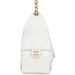 Chanel Small 25 Hobo Bag White Caviar Antique Gold Hardware