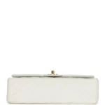 Vintage Chanel Medium Classic Double Flap Bag White Lambskin Gold Hardware