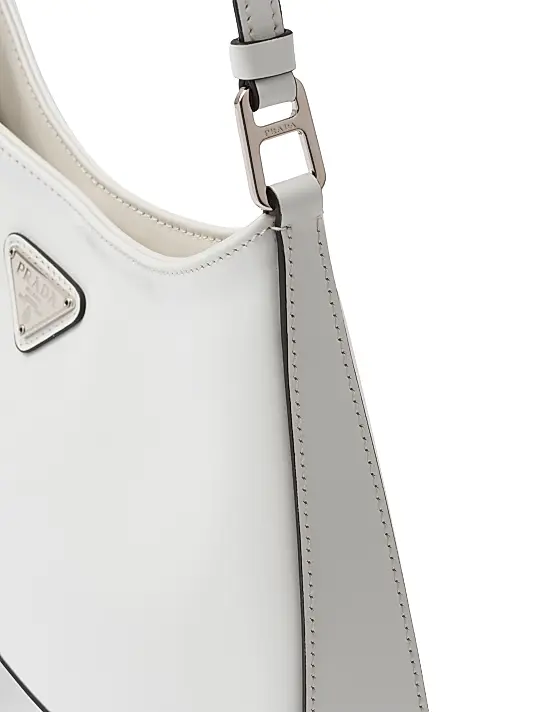 Prada Cleo Brushed Leather Shoulder Bag White