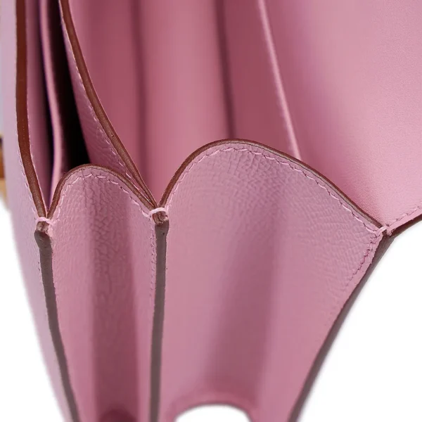 HERMèS Constance Mini 19 shoulder bag in Mauve Sylvestre Epsom leather with Rose Gold hardware