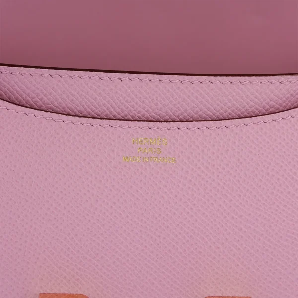 HERMèS Constance Mini 19 shoulder bag in Mauve Sylvestre Epsom leather with Rose Gold hardware
